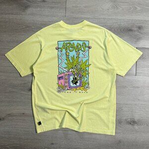 BNWT Afends - Take It Back Collab - Men's Hemp Weed Yellow T-Shirt - Size Medium